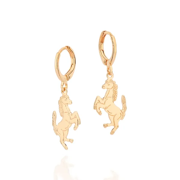 Brinco argola cavalo banhado a ouro 18k Rommanel