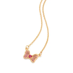 Gargantilha laço da Minnie banhado a ouro 18k com zircônias Rosa Rommanel