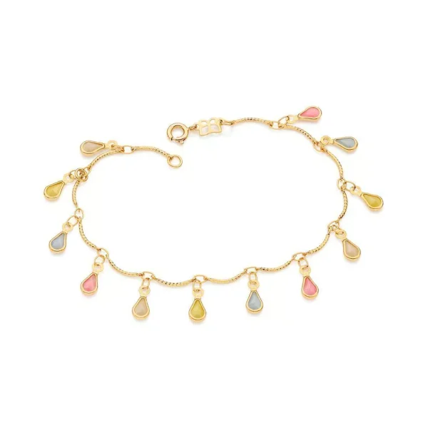 Pulseira banhado a ouro 18k com cristais colorido Rommanel